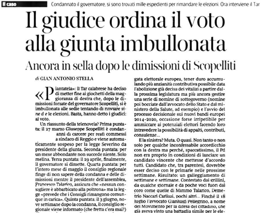LA DECISIONE DEL TAR | Sul Corriere la telenovela degli «imbullonati»