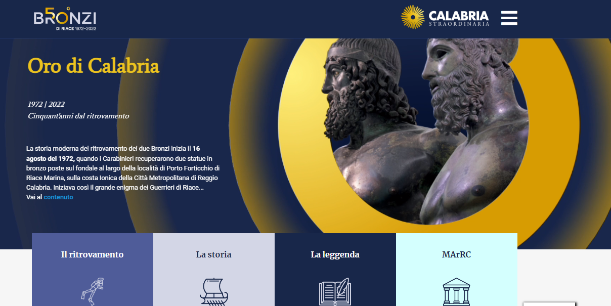 Bronzi50, attivato il portale internazionale (anche in inglese). Princi: una Magna Graecia digitale