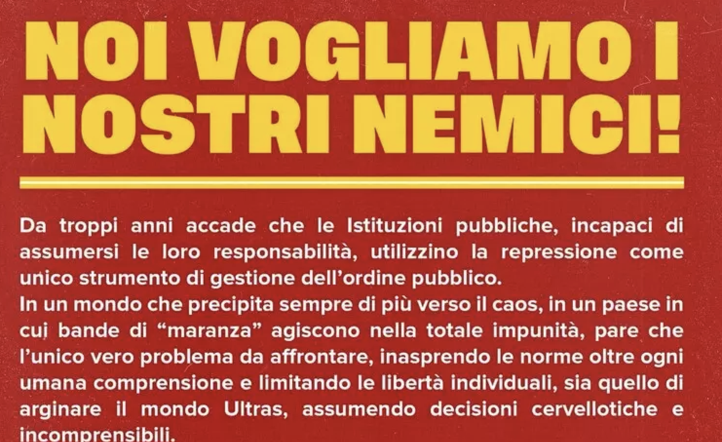 Derby Catanzaro-Cosenza, gli ultras giallorossi: «Vogliamo i nostri nemici allo stadio»