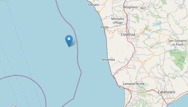 Terremoto, scossa di magnitudo 3.4 a largo della costa cosentina