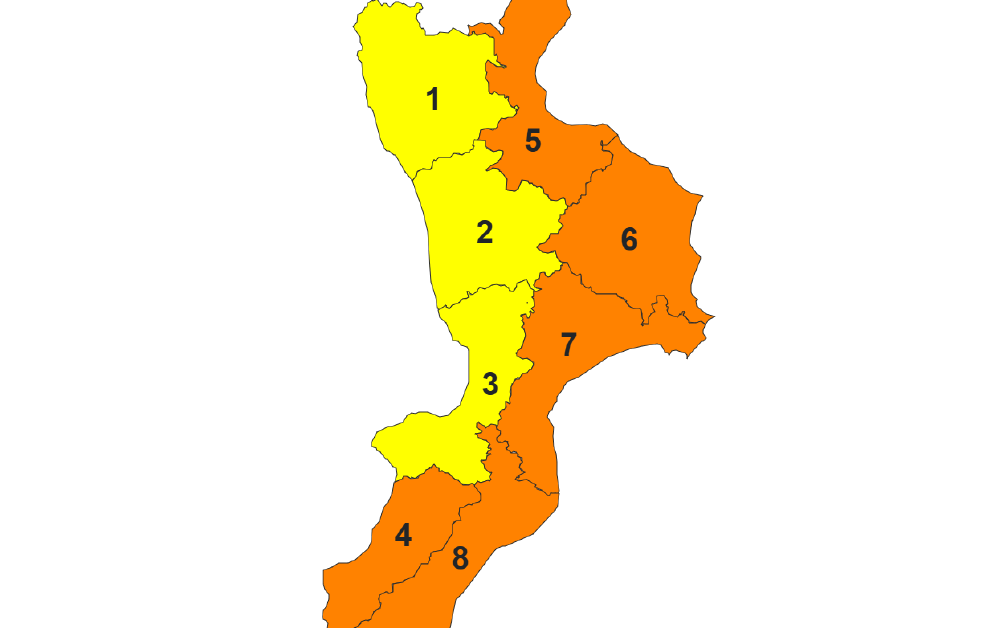 Arpacal, allerta arancione con piogge intense e vento forte sul versante ionico. Instabilità fino a mercoledì