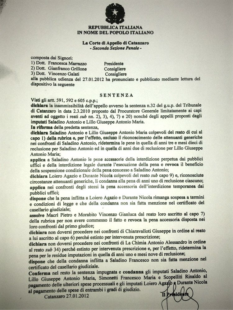 Why not, in appello condannato Loiero. Prescrizione per Chiaravalloti