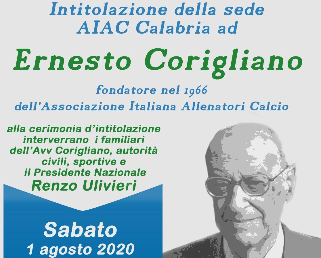 Assoallenatori, sabato l’intitolazione della sede regionale a Ernesto Corigliano