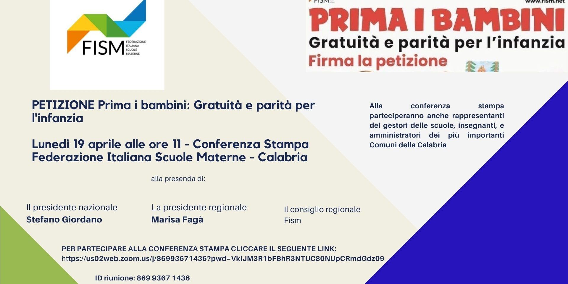 “Prima i bambini”, parte in Calabria la mobilitazione della Fism