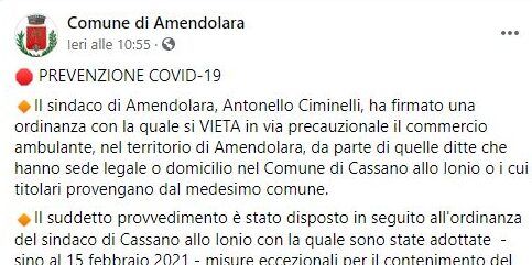 Un’ordinanza contro i venditori cassanesi ad Amendolara. Papasso: «Assurdo»