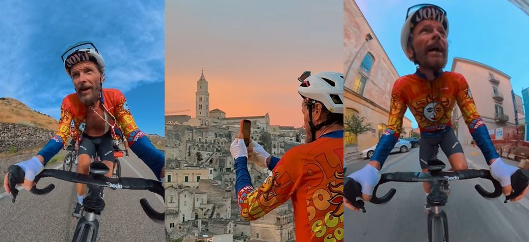 Jovanotti in bici verso la Calabria, tappa ad Acri e Catanzaro