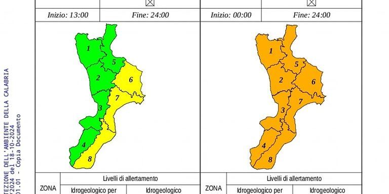 Maltempo in Calabria, domani allerta arancione in tutta la regione