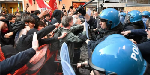 Sit in contro decreto sicurezza scontri a Roma