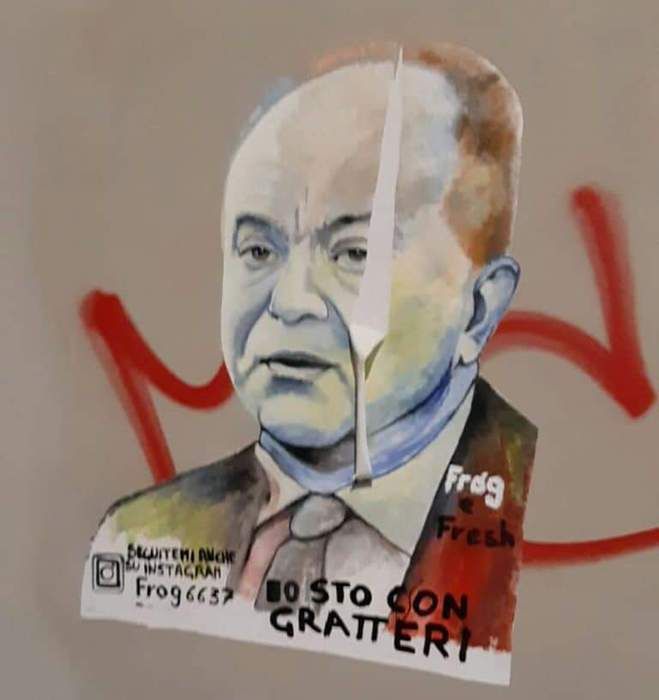 Crotone, sfregiata l'opera di street art pro Gratteri