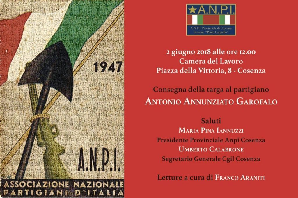 Una targa al partigiano Binda per festeggiare il 2 giugno