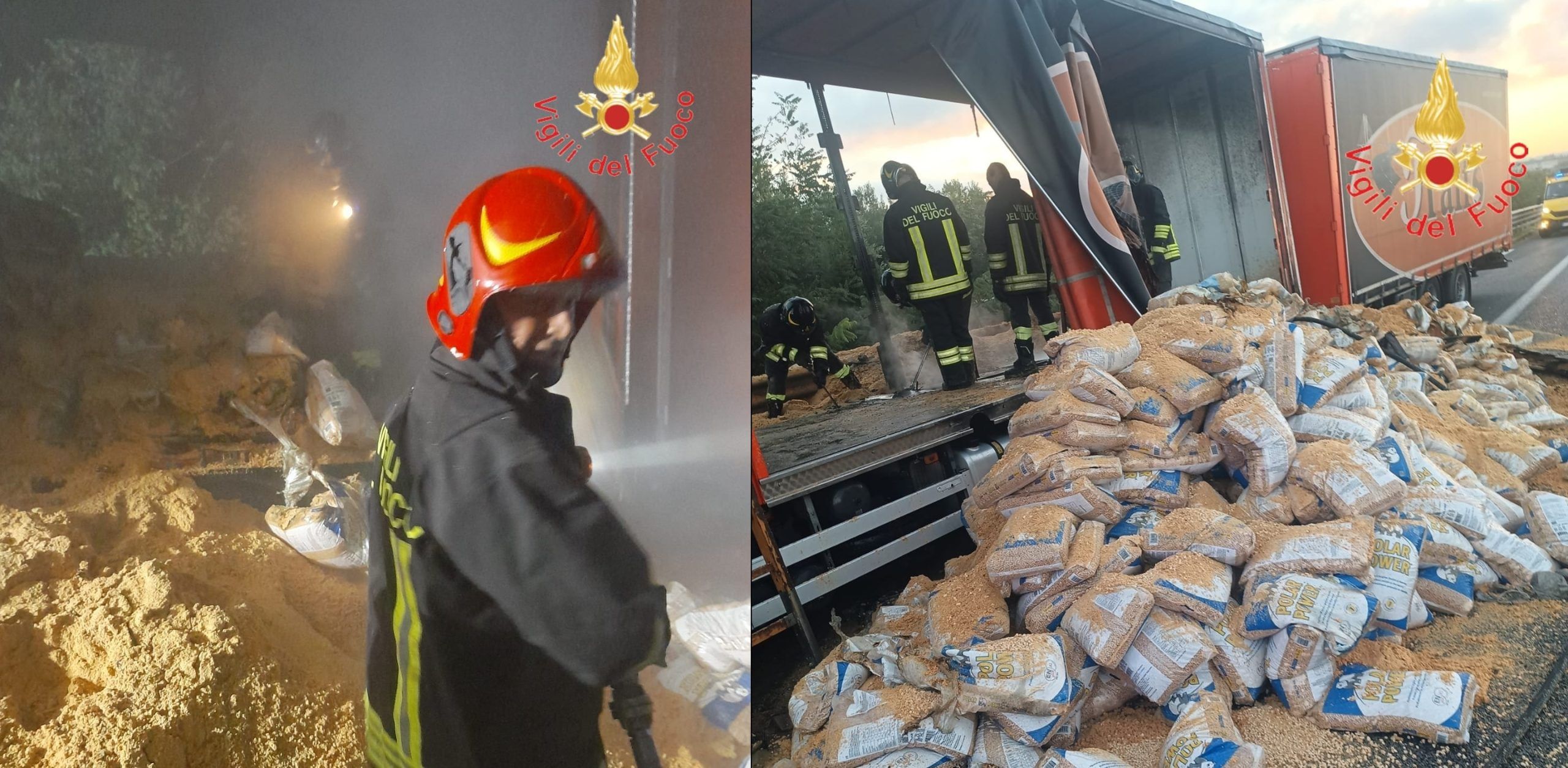 Autotreno in fiamme sull’A2 tra Falerna e Lamezia – FOTO