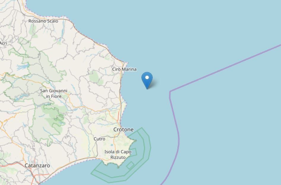 Terremoto nei pressi della costa crotonese