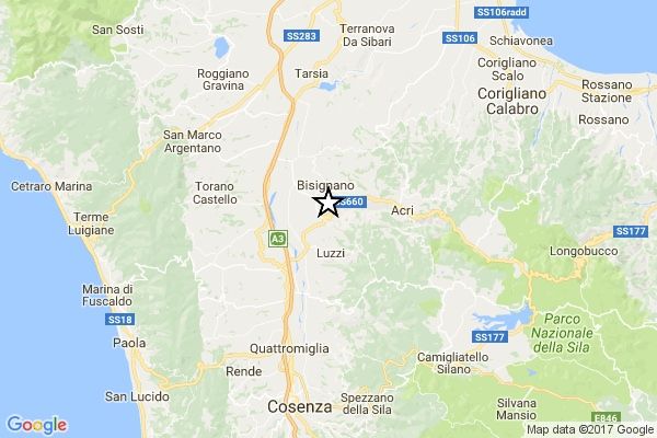 Terremoto di magnitudo 3.1 nel Cosentino