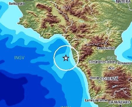 Forte scossa al largo delle coste cosentine