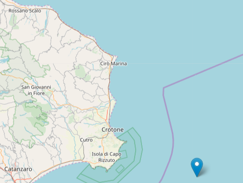 Ancora una scossa di terremoto (3.9 di magnitudo) nelle acque crotonesi