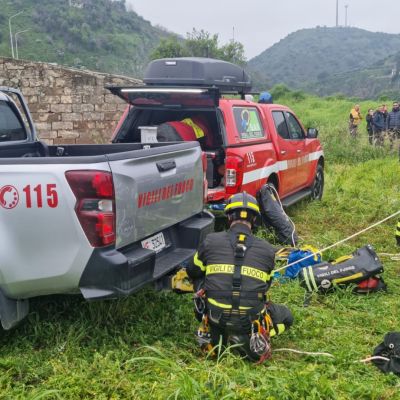 Un cane cade in una scarpata a Terranova da Sibari, salvato dai Vigili del Fuoco – VIDEO