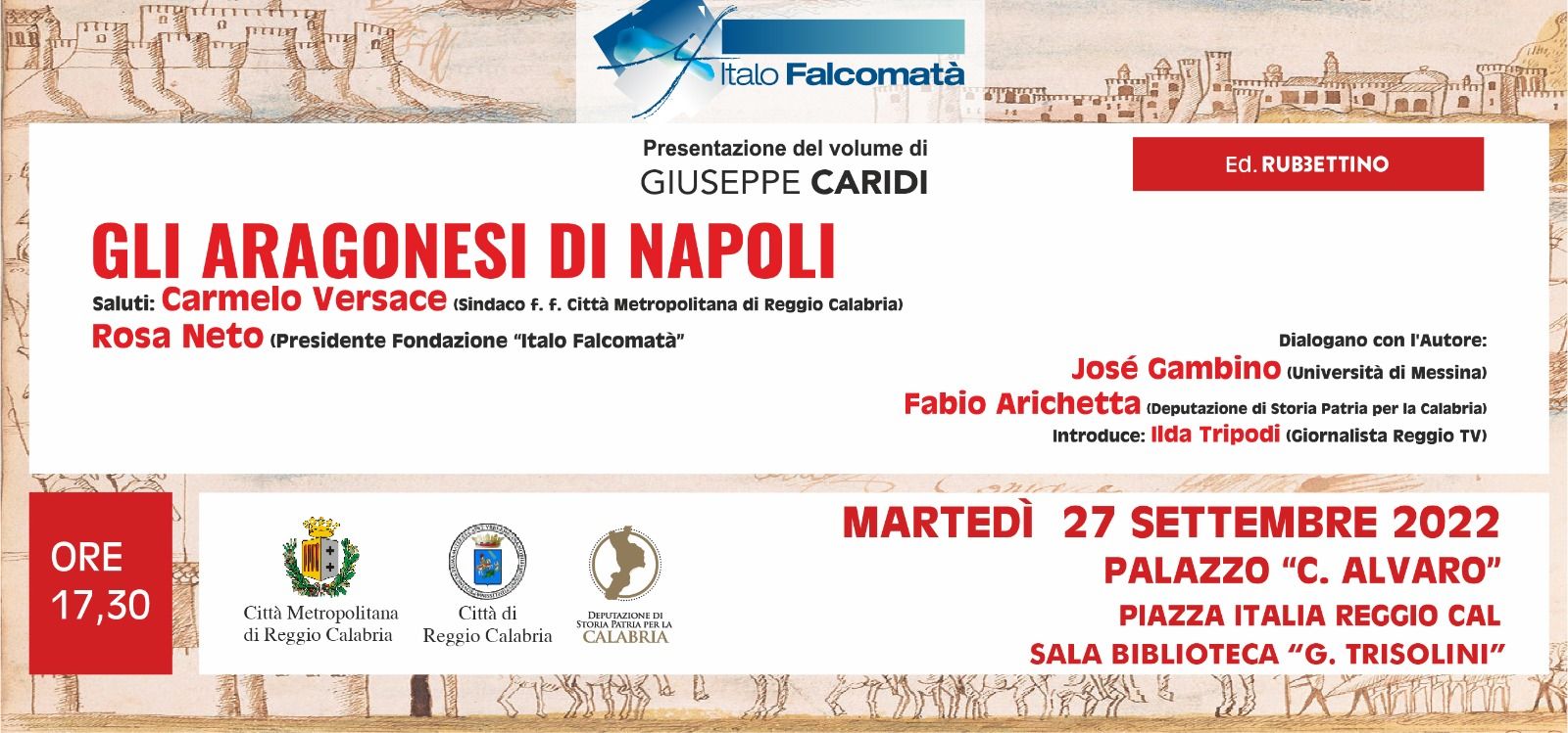 Reggio, proseguono le attività della Fondazione Falcomatà: martedì la presentazione del libro “Gli Aragonesi di Napoli”