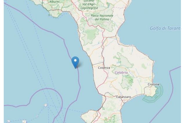 Sisma nella notte al largo del Tirreno cosentino
