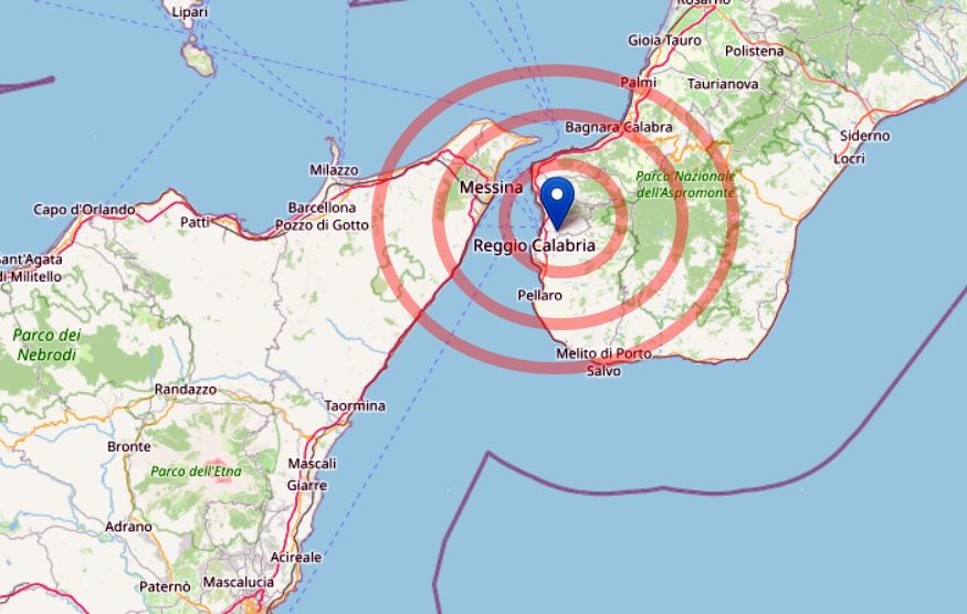 Terremoto a Reggio Calabria, scossa di magnitudo 3.3