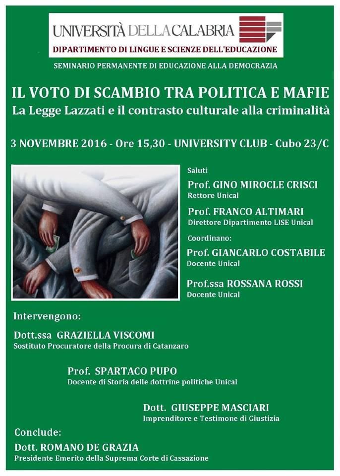 All'Unical si discute di voto di scambio tra mafie e politica