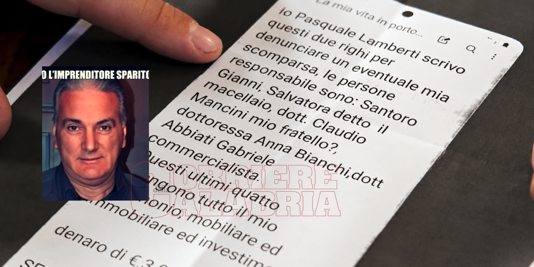 ’Ndrangheta, i Bruzzaniti e il caso Lamberti: tre indagati per l’omicidio dell’imprenditore. L’ultimo messaggio: «La mia vita è in pericolo»