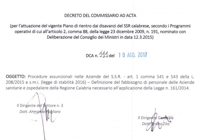 Pubblicato il decreto per 1.175 assunzioni in sanità – TUTTE LE TABELLE