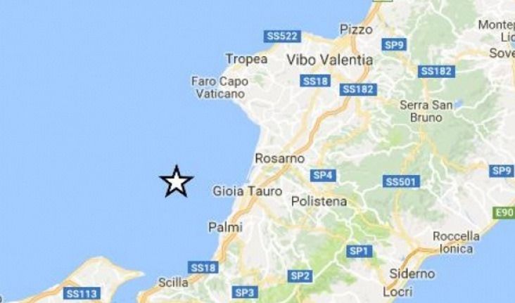 Scossa di magnitudo 3.6 al largo del Tirreno reggino