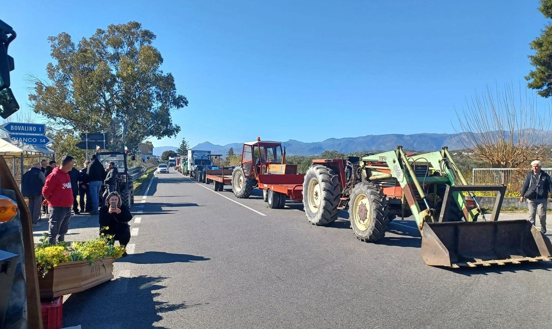 La protesta dei trattori nella Locride, presenti i sindaci: «Accanto agli agricoltori»