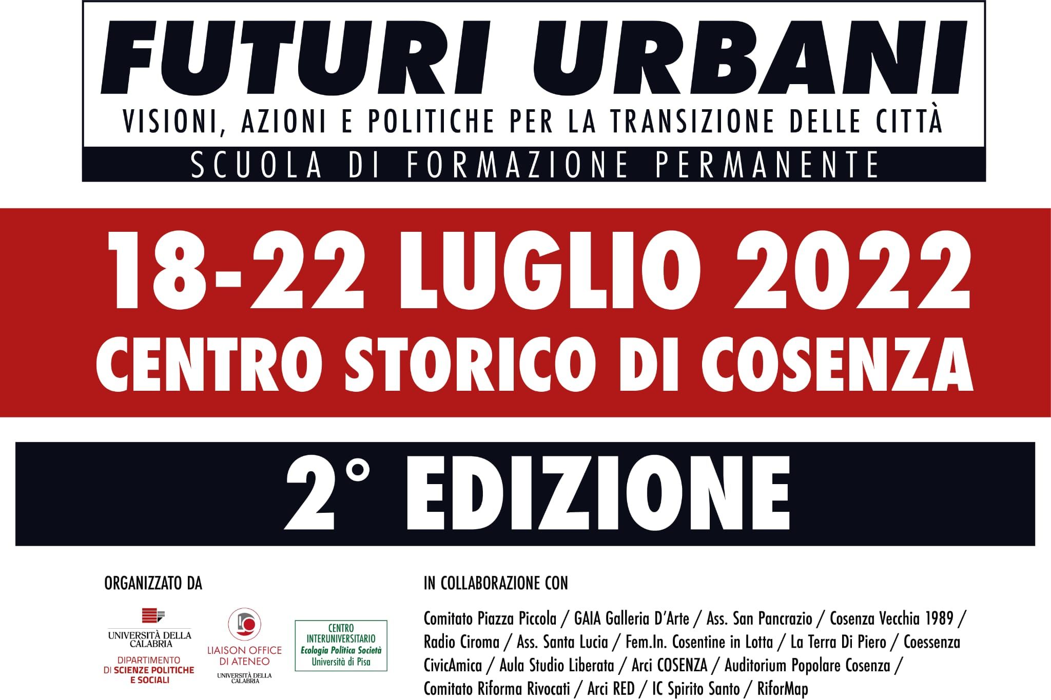 Cosenza, aperte le iscrizioni (gratuite) alla Scuola Estiva “Futuri Urbani” – IL PROGRAMMA