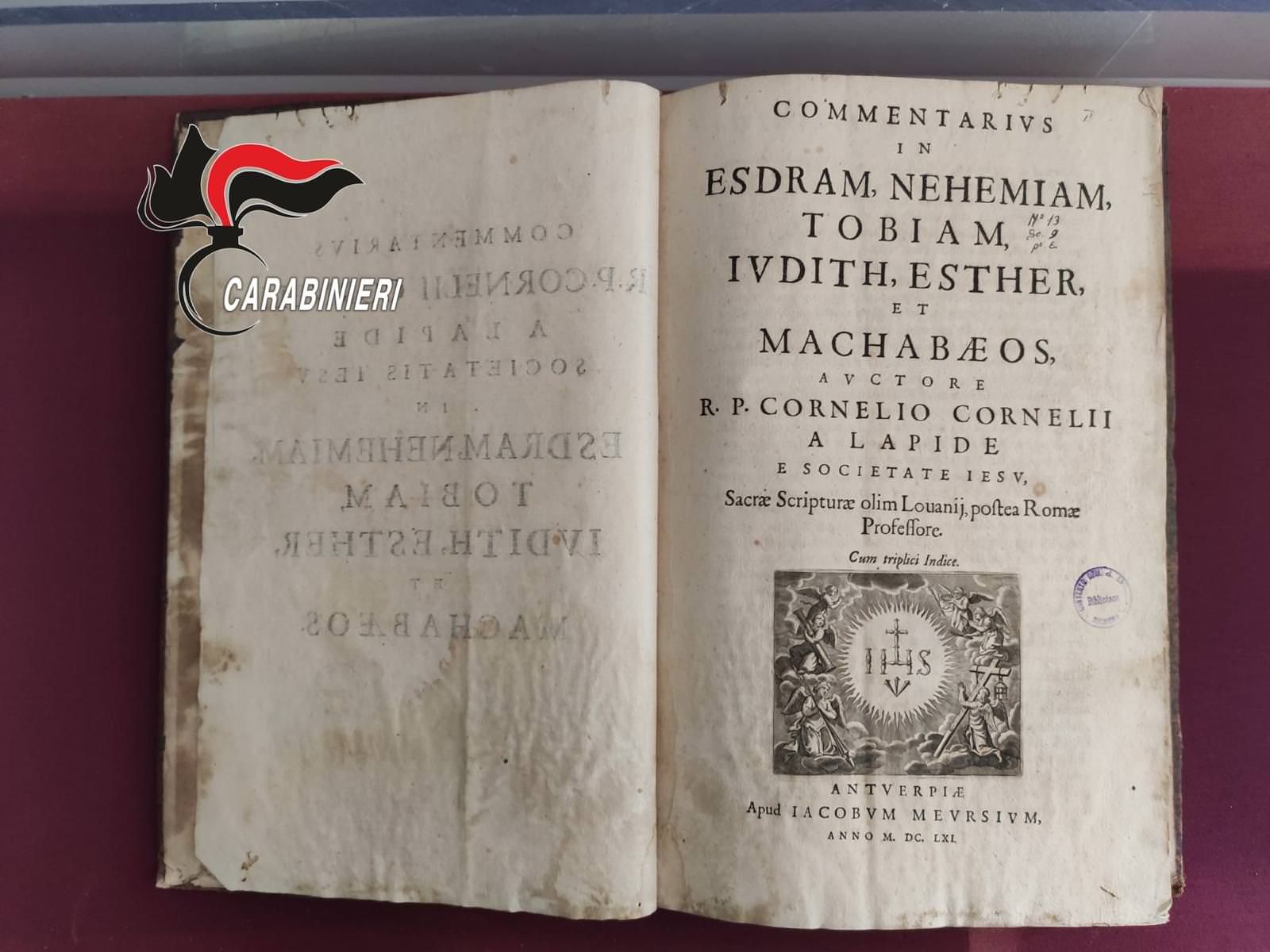 Stefanaconi, ritrovato testo antico trafugato in Abruzzo nel 2006