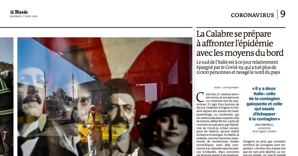 Covid-19, su “Le Monde” l'emergenza affrontata dalla Calabria