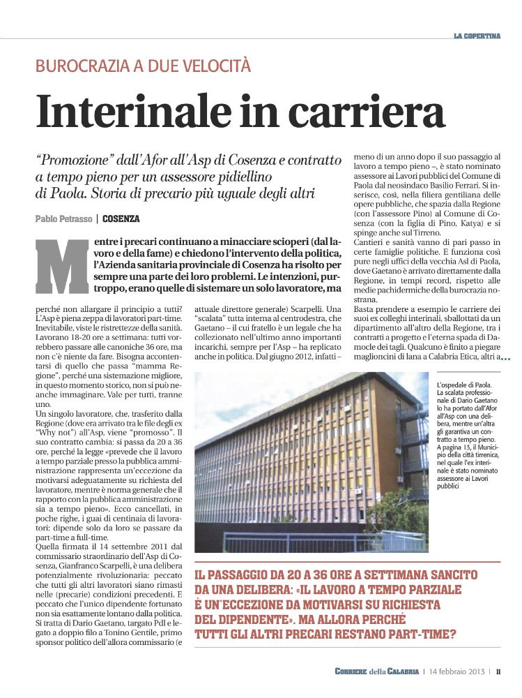 Gaetano, l`interinale in carriera