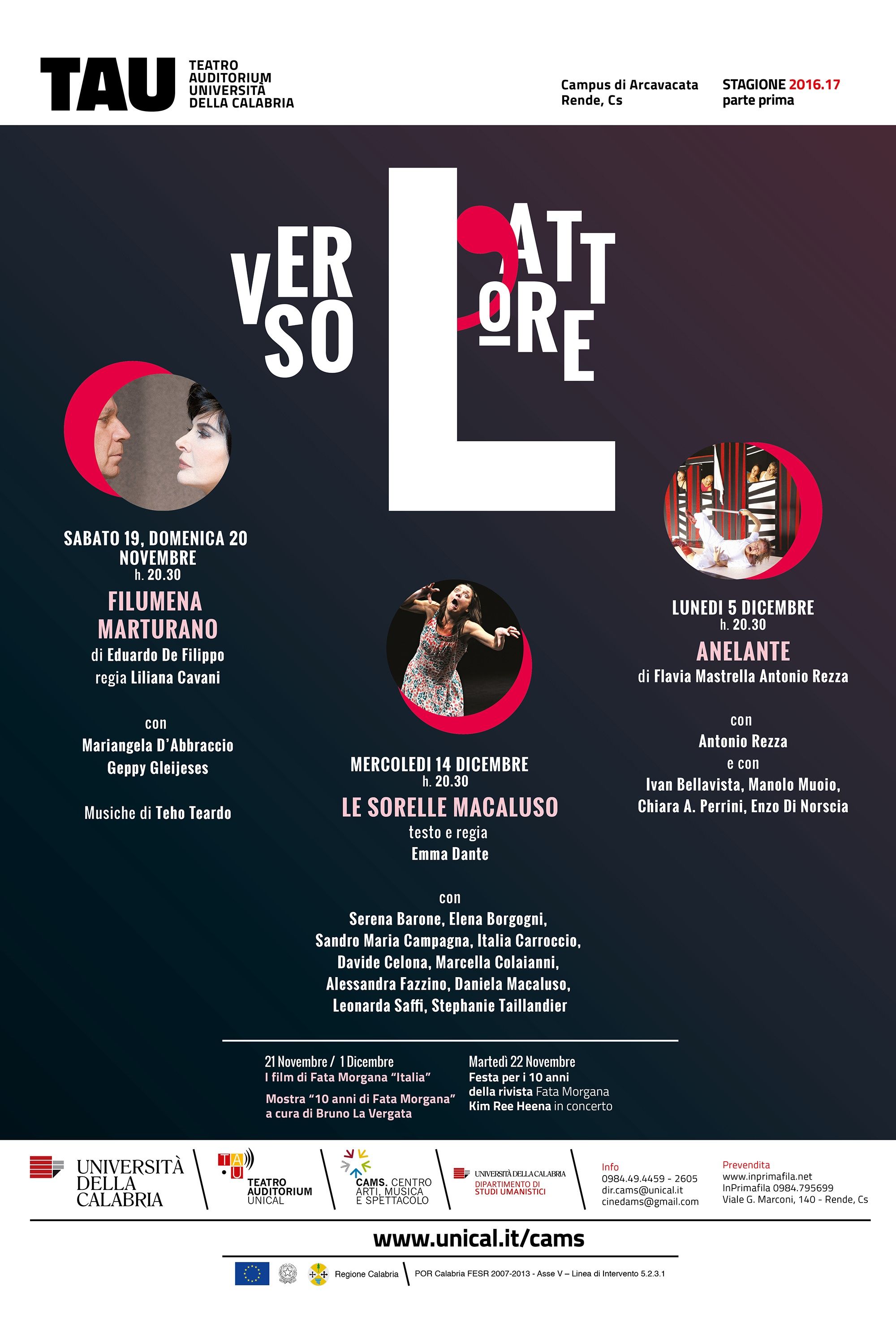 Riparte la programmazione al Teatro Auditorium dell'Unical