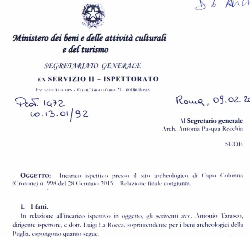 Capo Colonna, i tecnici del ministero sconfessano il ministro