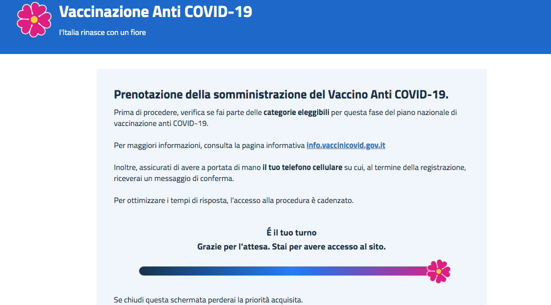 Vaccini anti-Covid, attiva la piattaforma di prenotazione