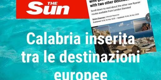 Occhiuto: «Calabria tra le mete europee in maggiore espansione per il 2025» E posta un articolo del “Sun”