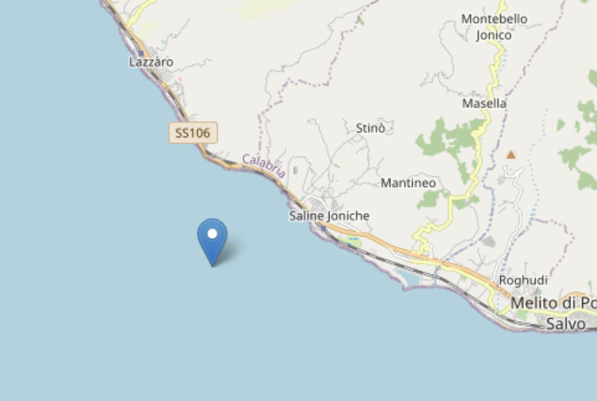 Terremoto di magnitudo 2.5 nello Stretto di Messina