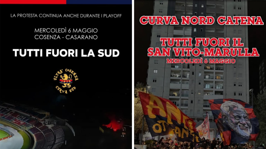 Cosenza, mercoledì la sfida al “Marulla” contro il Casarano. I tifosi delle due curve resteranno fuori