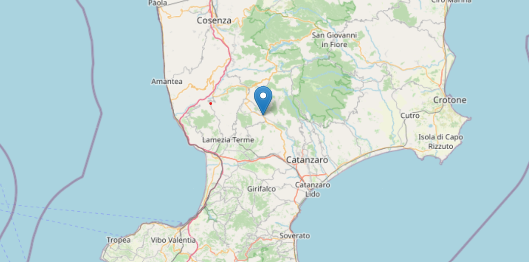 Terremoto nel Catanzarese, scossa di magnitudo 3.8