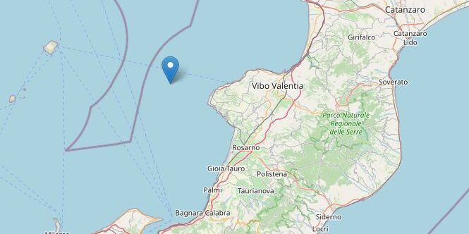 Terremoto di magnitudo 3.2 a largo della costa vibonese
