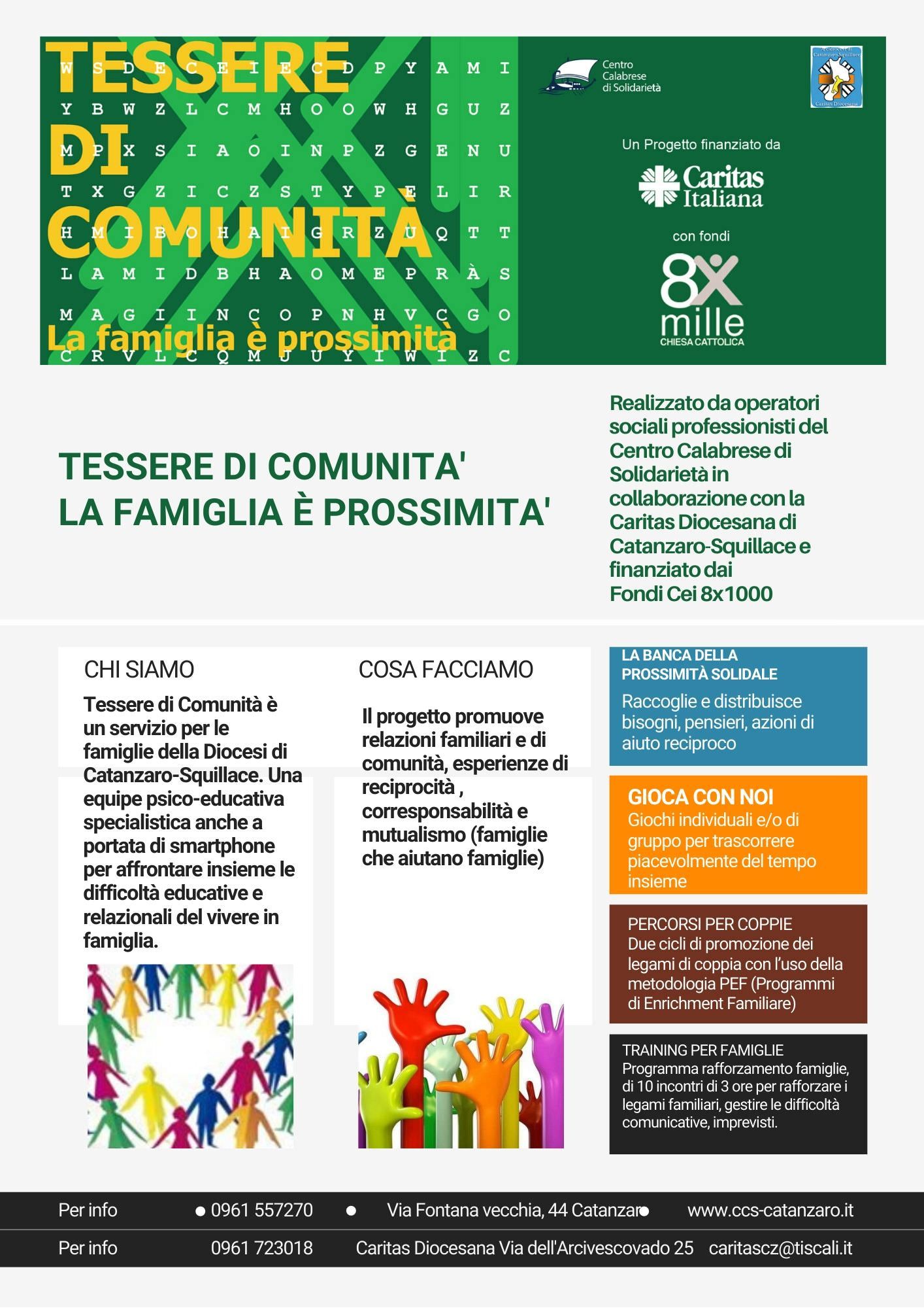 “Tessere di Comunità” per il benessere socio-relazionale delle famiglie