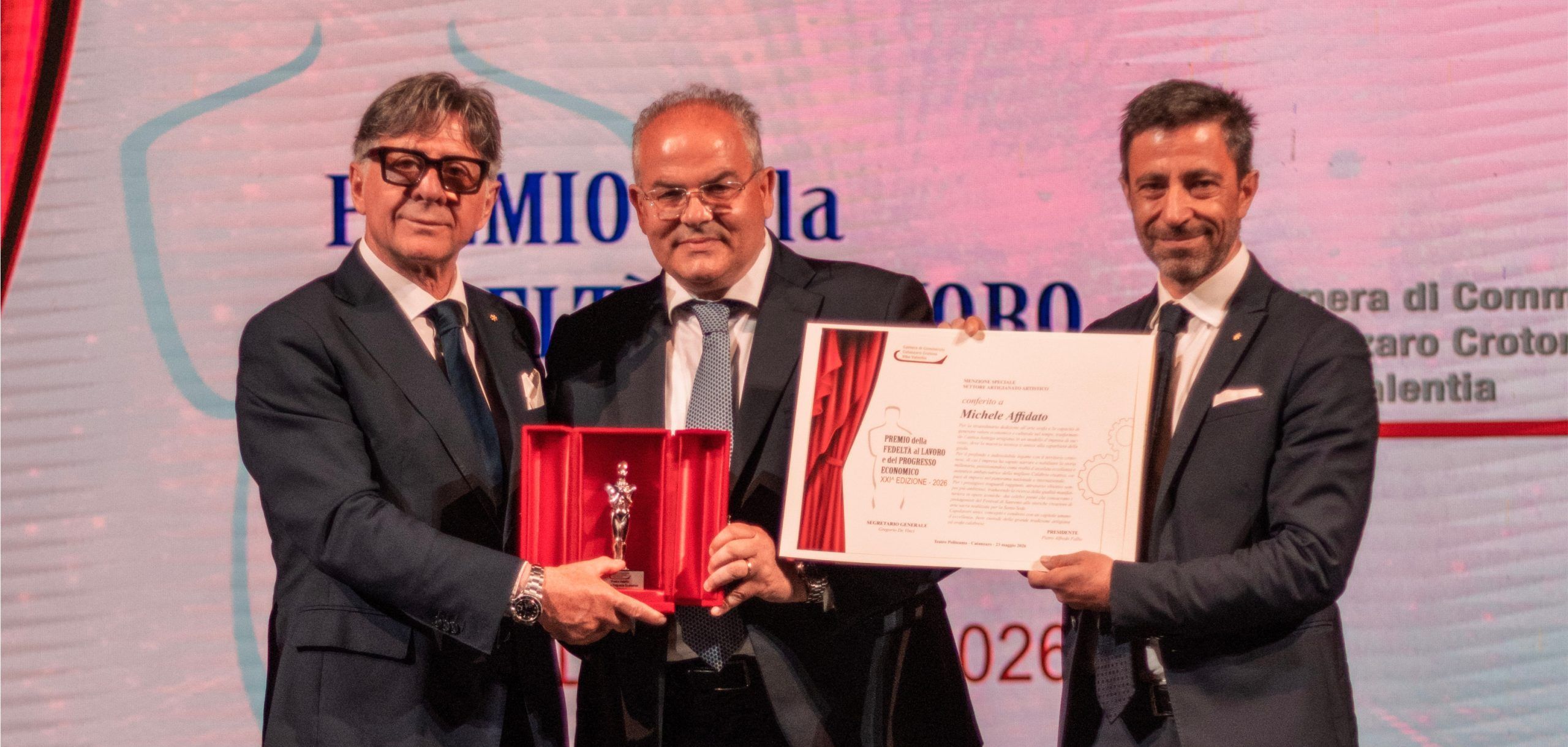 A Michele Affidato la “Menzione speciale” della Camera di Commercio. «Tradizione, innovazione e un legame autentico con la Calabria»
