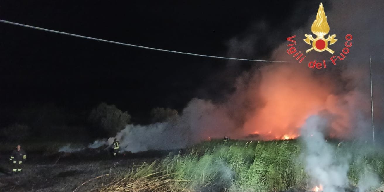 Catanzaro, vasto incendio di vegetazione e di rifiuti solidi urbani minaccia le abitazioni