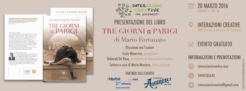 Il celebre scrittore Mario Fortunato a Cosenza  con il suo nuovo libro “Tre giorni a Parigi”