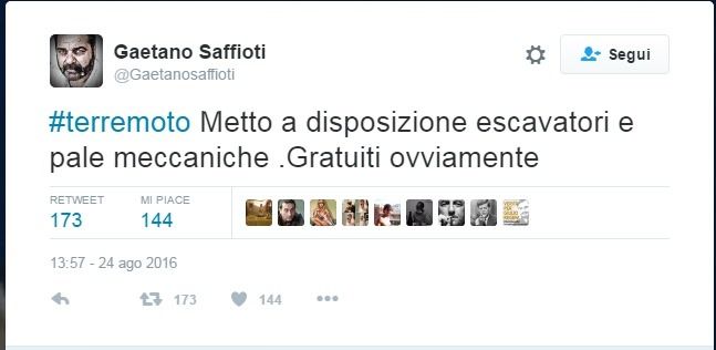 Terremoto, per i soccorsi gli escavatori del testimone di giustizia