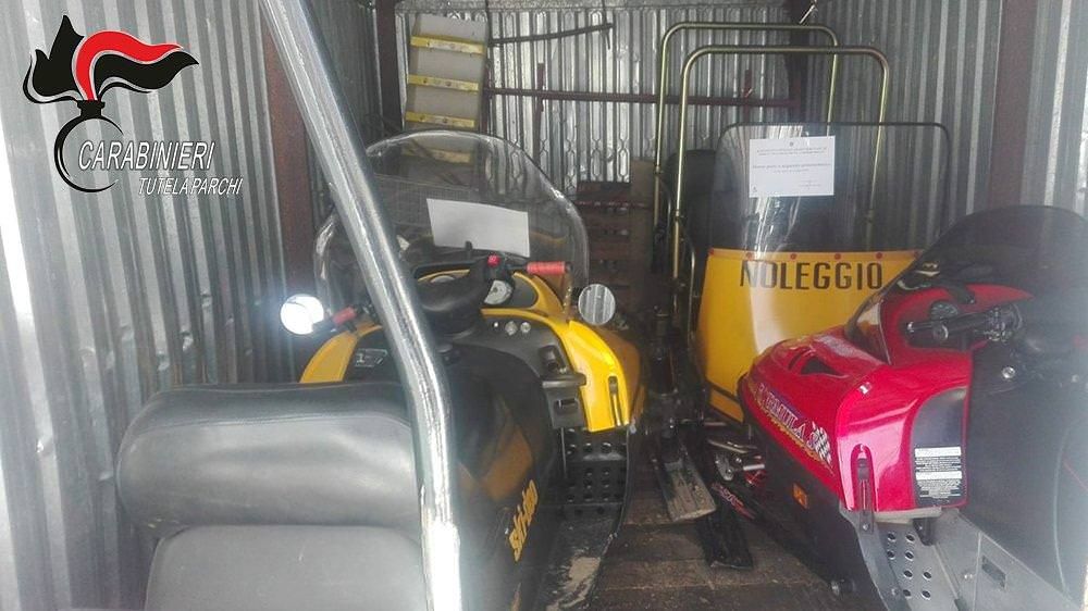 Attività irregolari nel Parco della Sila, sequestrate quattro motoslitte