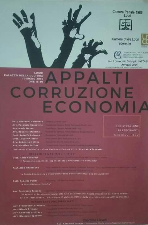 Alla Camera penale di Locri un dibattito su appalti, corruzione ed economia