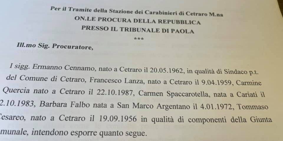 Intimidazione Cetraro, Il Comune di sporge querela per diffamazione sui social