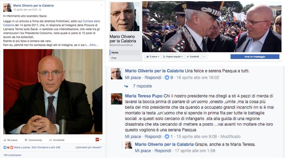 Le “cortesie” di Oliverio per i «quattro pezzi di m…»