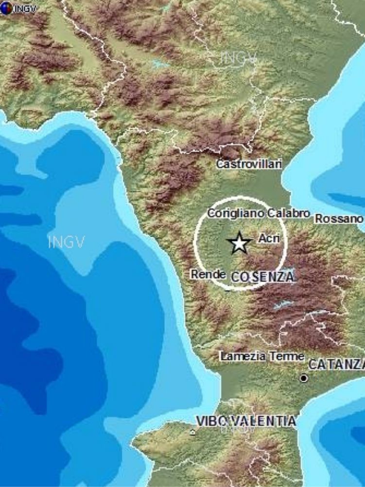 Sciame sismico nel Cosentino